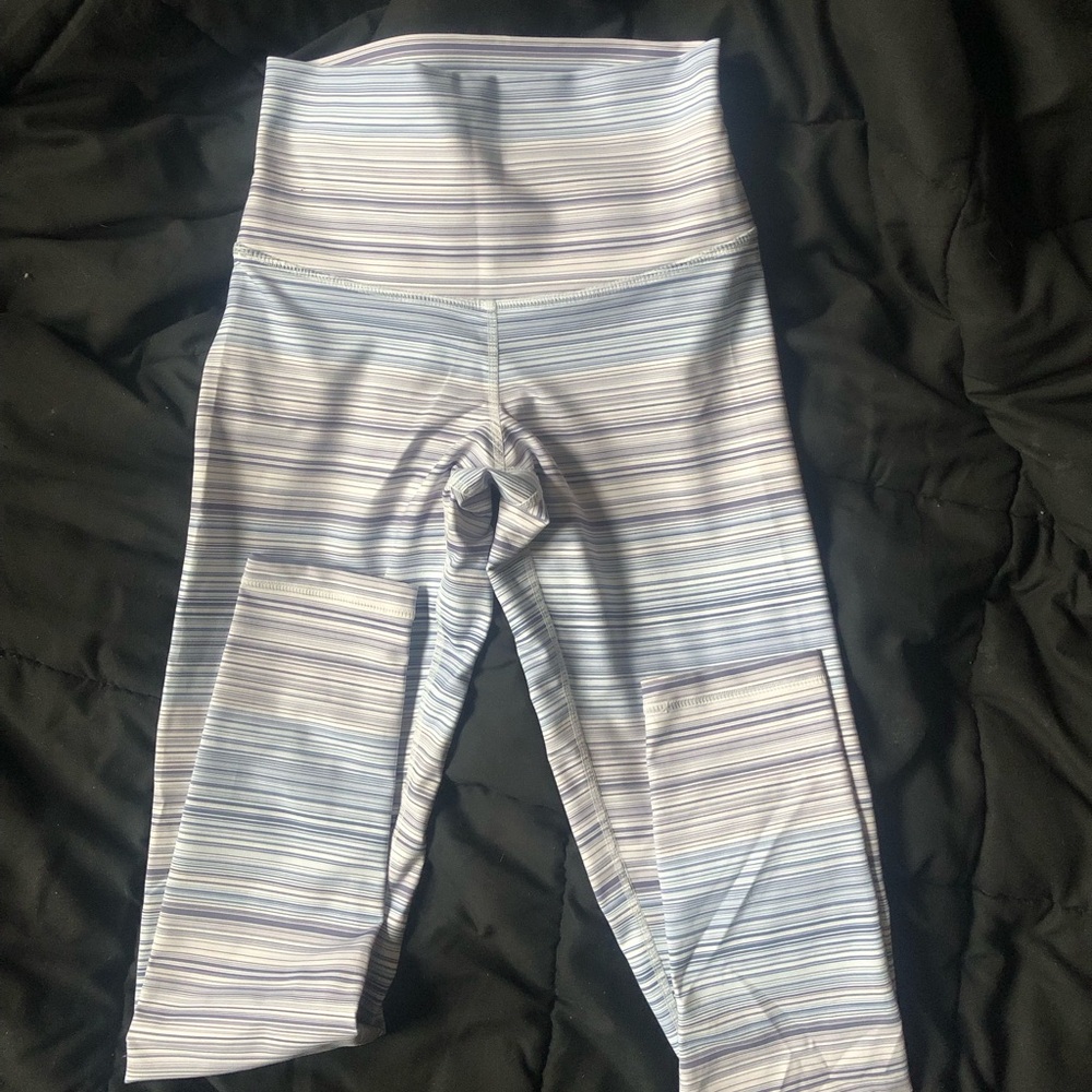 DYI Striped Women's Leggings - Blue and White